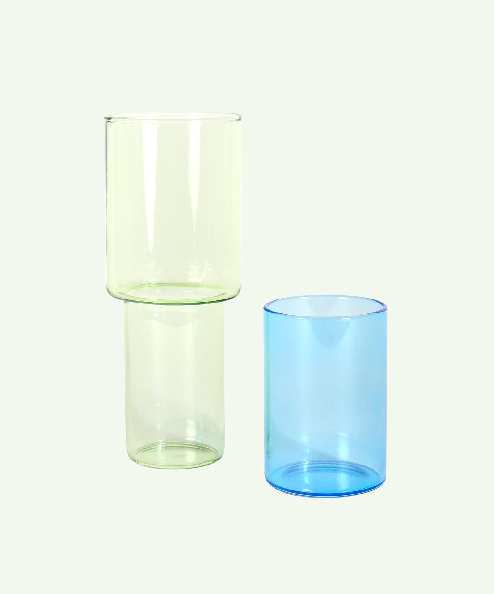 Stacking Glass Vase in Green and Blue